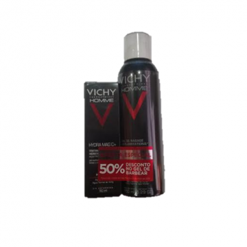 Vichy Homme Pack Hydra Mag C+ Rosto e Olhos + Mousse de Barbear Anti-Irritaes c/ Desconto 25%