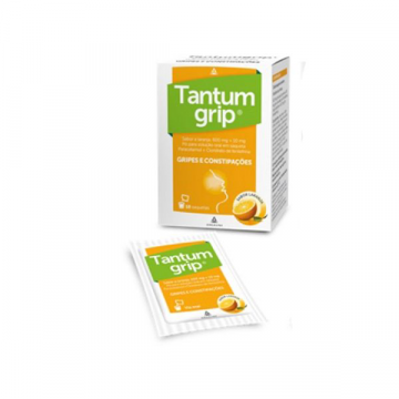 Tantumgrip sabor a laranja, 600/10 mg x 10 p sol oral saq