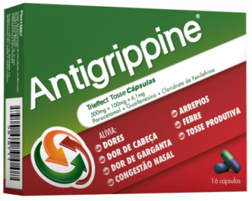 Antigrippine Trieffect Tosse , 500 mg + 6.1 mg + 100 mg Blister 16 Unidade(s) Caps