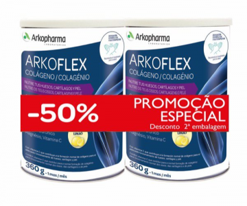 Arkopharma Arkoflex Colagénio Duo Pó para solução oral 2 x 360 g sabor limão com Desconto de 50% na 2ª Unidade(s)