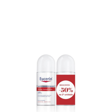 Eucerin Duo Antitranspirante 48h Roll on 2 x 50 ml com Desconto de 50% na 2 Embalagem