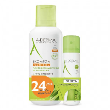 A-Derma Exomega Control Creme emoliente 400 ml com Preço especial de 24.99€ + Oferta de Spray Emoliente anti-prurido 50 ml