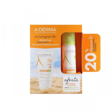 A-Derma Protect AD Creme SPF50+ 150 ml com Oferta de Exomega Control Spray emoliente anti-prurido 50 ml